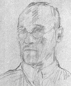 Franz Esser, Selbstportrait, Bleistift auf grauem Zeichenpapier, 37,5 x 28,5 cm, ca. 1926-30.